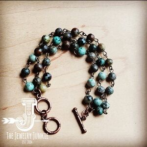 African Turquoise Triple Strand Bracelet